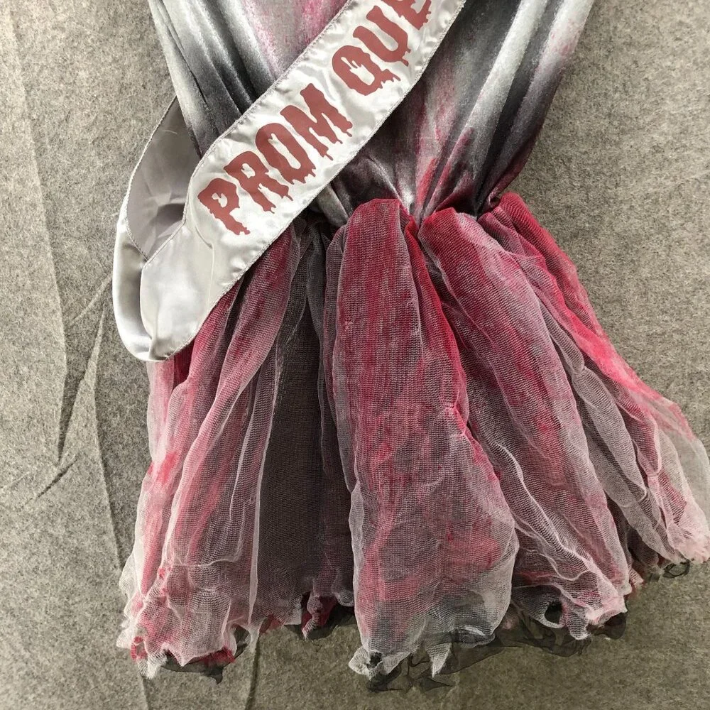 Girls XL 12-14 Years Zombie Prom Queen‎ Costume With Sash Halloween Dress